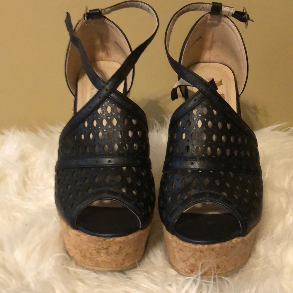 Cork heeled wedges
